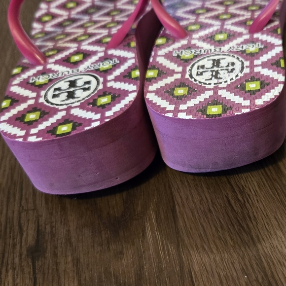 Tory Burch Pink and Green Flip Flops - Picture 4 of 8